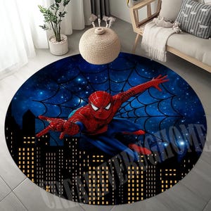 Spiderman,Tapis Spiderman,Tapis pour chambre de garçons,Tapis Spiderman rond, Tapis pour chambre d&#39;enfant,Tapis éventail Spiderman,Tapis rond pour enfants,Tapis à motifs Spiderman,Tapis décoratif