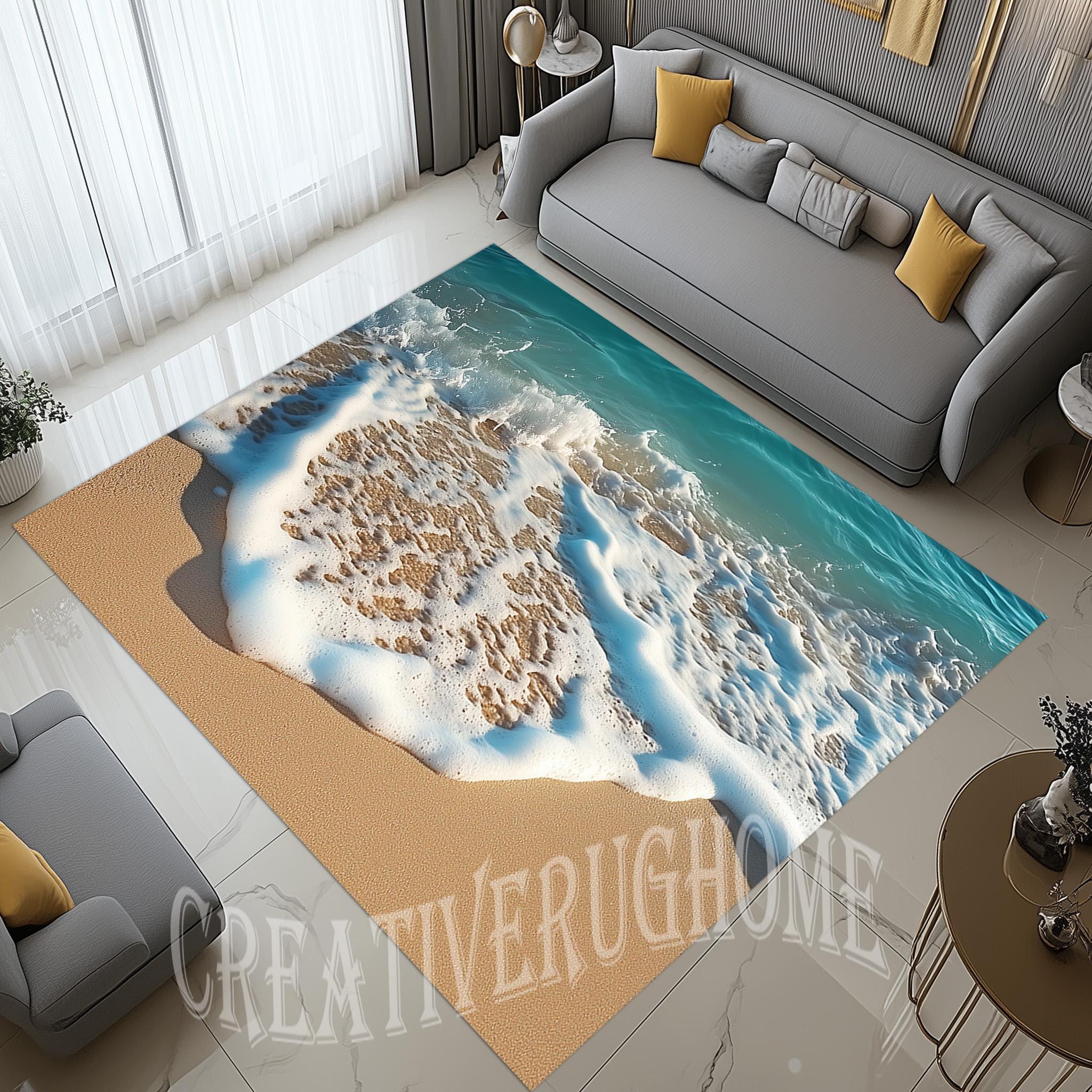 Beach Sand Area Rug, Sea Wave Design, Summer Decor - Etsy