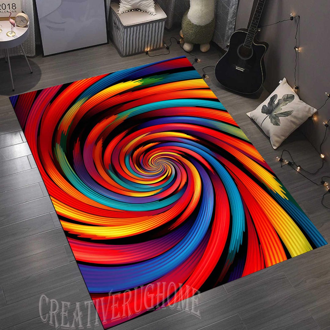 3D Vortex Illusion Rug, Colorful Optical Carpet - Etsy