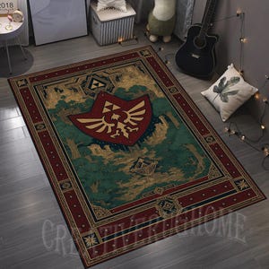 Zelda Rug,Zelda Legend Rug, Legend of Zelda Rug, Game Room Rug, Gaming Area Rug, Zelda Game Rug,Home Decor Rug, Gamer Gifts,Gamer Room Decor