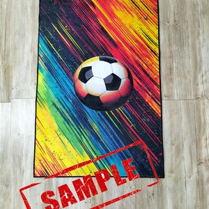 Alfombra de fútbol colorida, diseño de campo de fútbol, base de algodón antideslizante imagen 5