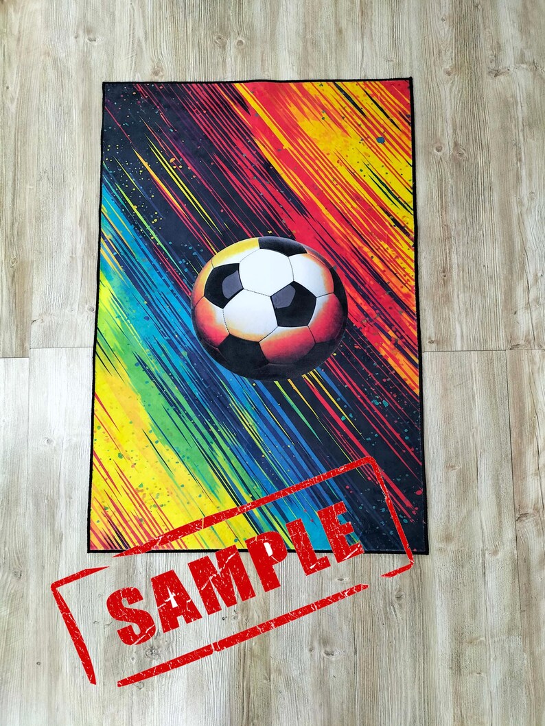 Alfombra de fútbol colorida, diseño de campo de fútbol, base de algodón antideslizante imagen 5