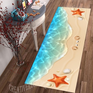 Sea Rug, Sea Runner Rug,Beach Rug,Clear Sea Rug,Sea Look Long Rug,Wave Runner Rug,Nautical Rug, Summer Gift, Hallway Rug, Water Surface Rug