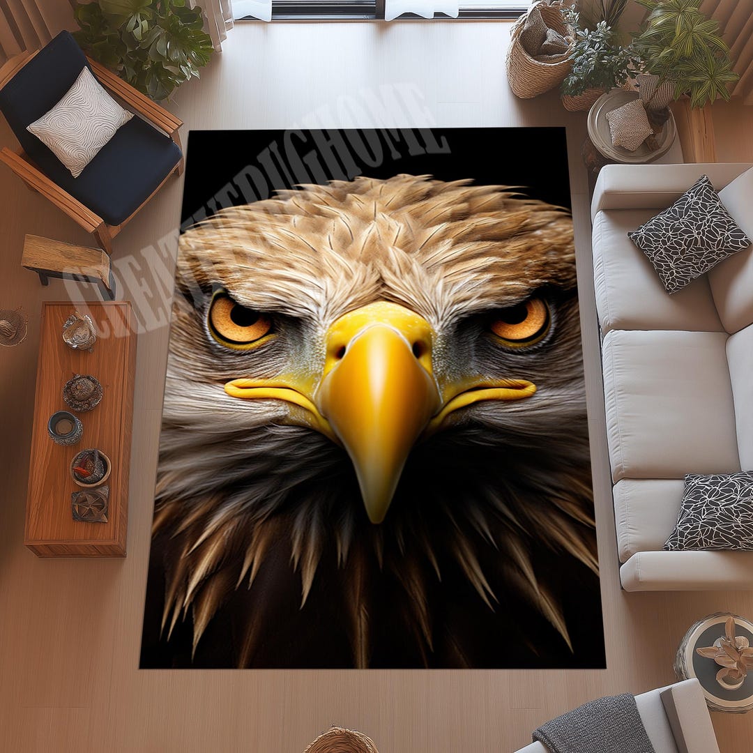 Bald Eagle Area Rug, 3D Print, Non-slip Cotton Base - Etsy