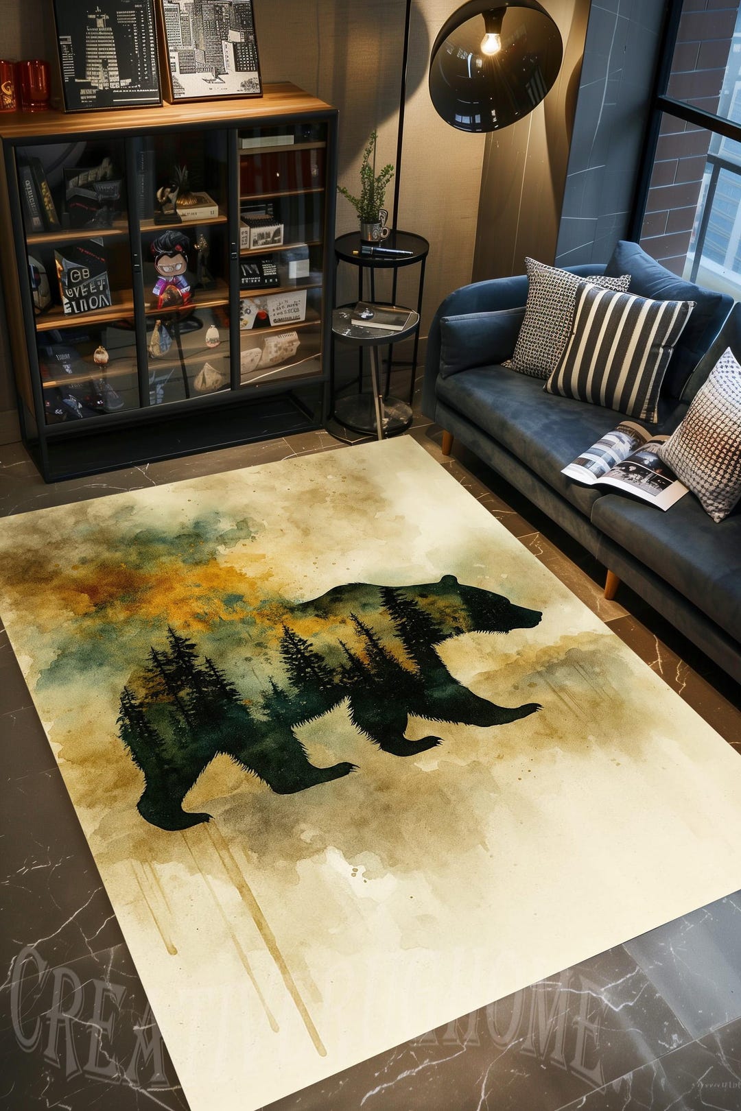 Rustic Bear Area Rug: Forest Animal Decor, Non-slip Cotton Base - Etsy