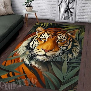 Tiger, Tiger Rug, Tiger Pattern Rug, Animal Rug, Animal Decor Rug, Gift Animal Rug,Big Cat Rug, Decor Rug,Design Rug,Non Slip Rug,Forest Rug