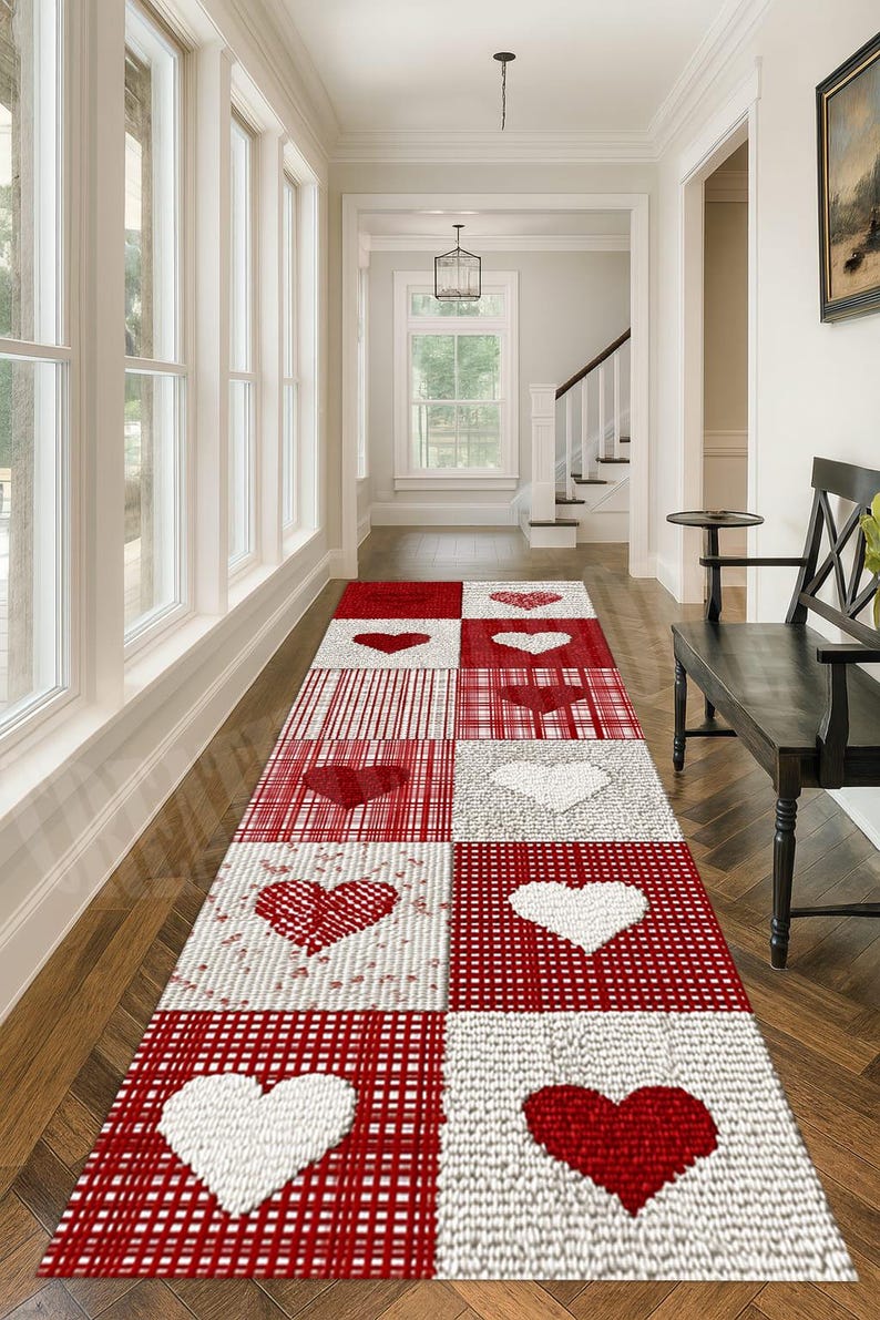 Heart Runner Rug Heart Runner Rug, Modern Valentine's Day Decor, Colorful Love Carpet - Etsy