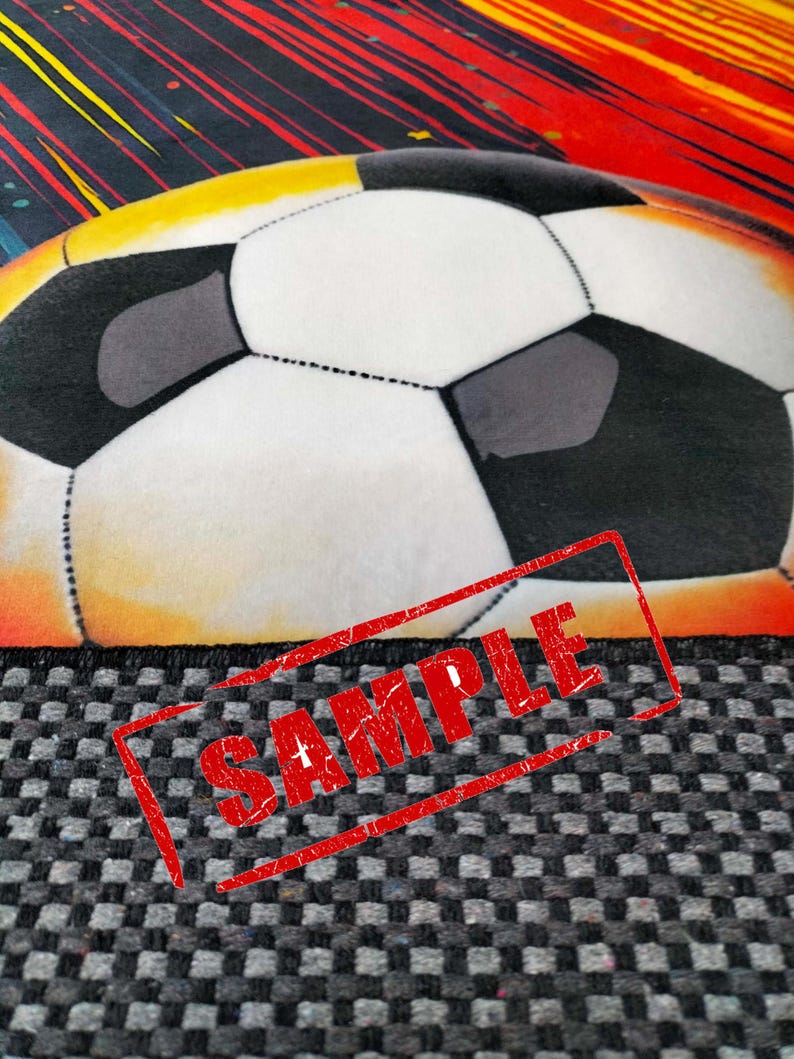 Alfombra de fútbol colorida, diseño de campo de fútbol, base de algodón antideslizante imagen 8