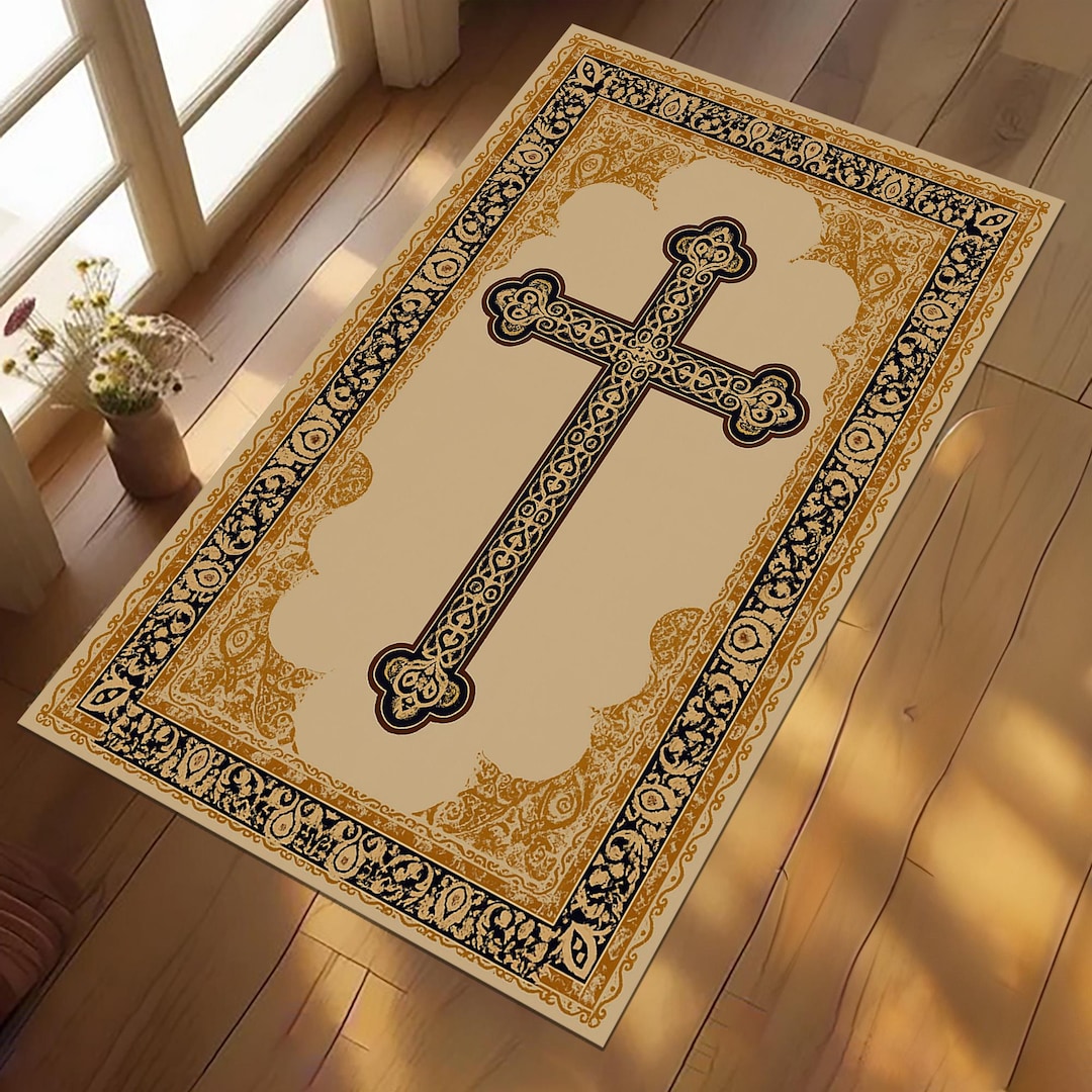 Personalized Christian Prayer Rug, Catholic Cross Mat - Etsy