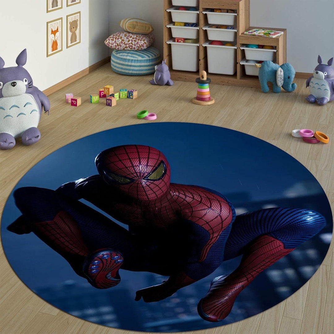 Spiderman,spiderman Rug,boys Room,round Rug,round Carpet,spiderman ...
