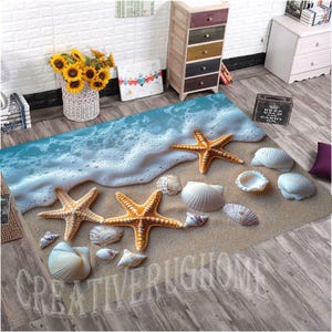 Sea Rug,Sand Rug,Starfish Rug,Beach Sand Rug,Sea Wave Rug,Beach Carpet,Sea Coast Rug,Ocean Rug,Sand Decor Rug,Summer Area Rug,Seashells Rug