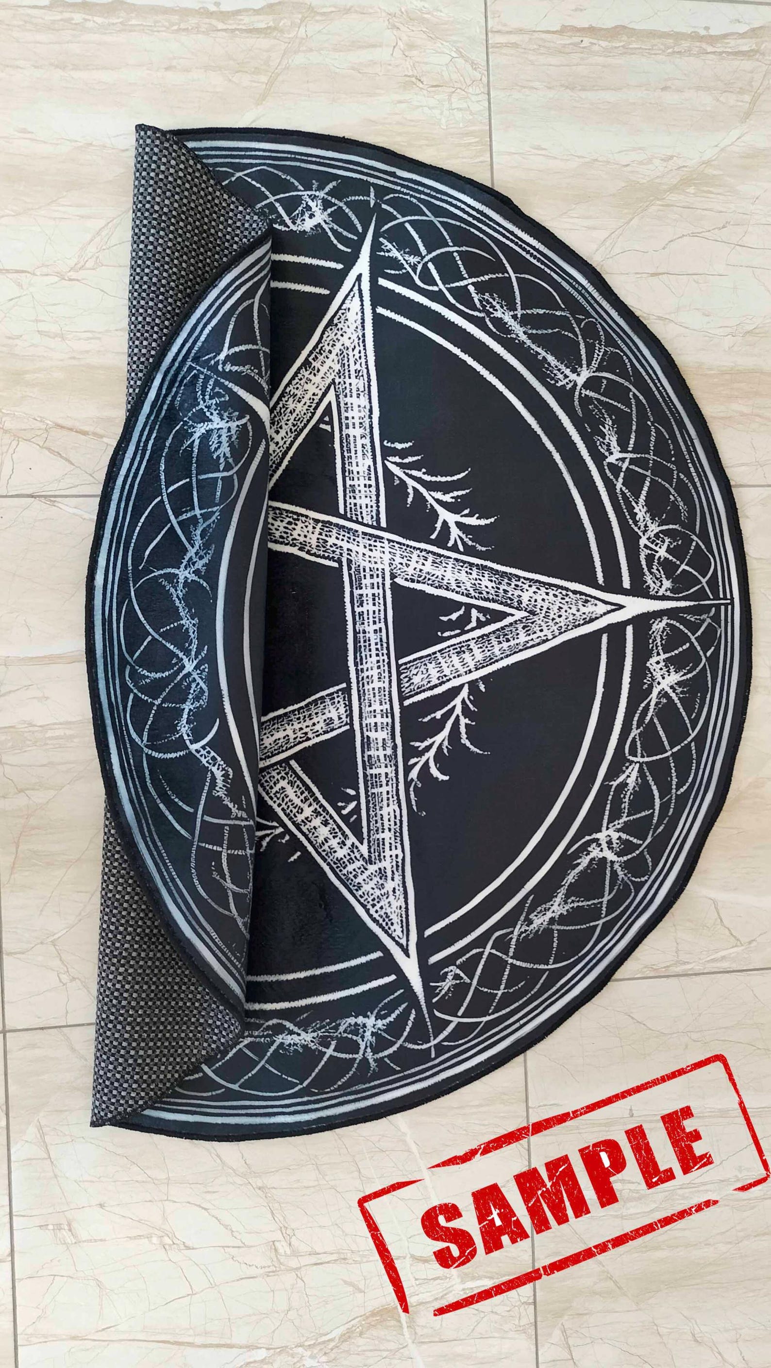 Pentagram Rug Design Gothic Pentagram Round Rug, Devil's Trap Design - Etsy