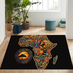 Afrikanischer Teppich, Moderne Kunst, Afrika Teppich, Wohnzimmerteppich, Wohndekor, Designteppich, Dekorativer Afrika Teppich, Geschenkteppich, rutschfest
