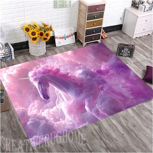 Unicorn Rug, Unicorn Themed Rug, Girl Room Rug, Kids Decor Rug,Gift Kids Rug,Non Slip Rug,Colorful Rug,Soft Rug,Pink Unicorn Rug,Neon Rug