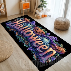 Halloween Pumpkin Rug: Non-Slip Cotton Base, 3D Print