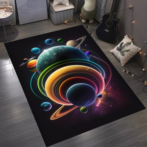 Planet, Planet Rug, Space Rug, Galaxy Rug, Decoative Kids Rug,Astronomy Rug,Science Rug,Colorful Rug,Gift For Him Her,Kids Room Rug,Area Rug