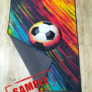 Alfombra de fútbol colorida, diseño de campo de fútbol, base de algodón antideslizante imagen 6