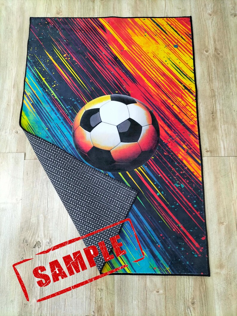 Alfombra de fútbol colorida, diseño de campo de fútbol, base de algodón antideslizante imagen 6