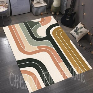 Abstract Mid Century Modern Rug, Retro Lines Area Rug - Etsy