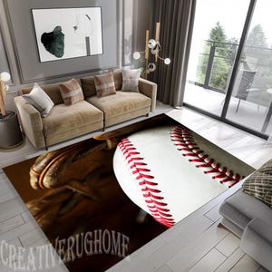 Baseball Rug, Baseball Ball Rug, Baseball Design Rug, Baseball Area Rug, Baseball Ball, Sports Themed Rug, Kids Room Rug, Teen Room Rug