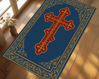 Personalized Christian Prayer Rug, Catholic Meditation Mat
