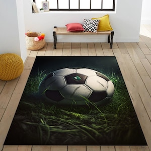 Football Rug, Soccer Rug, Football Field Ball, Football Ball Rug, Sport Rug,Game Room Rug,Gift  Rug, Black White Soccer Ball,Boyfriend Gift
