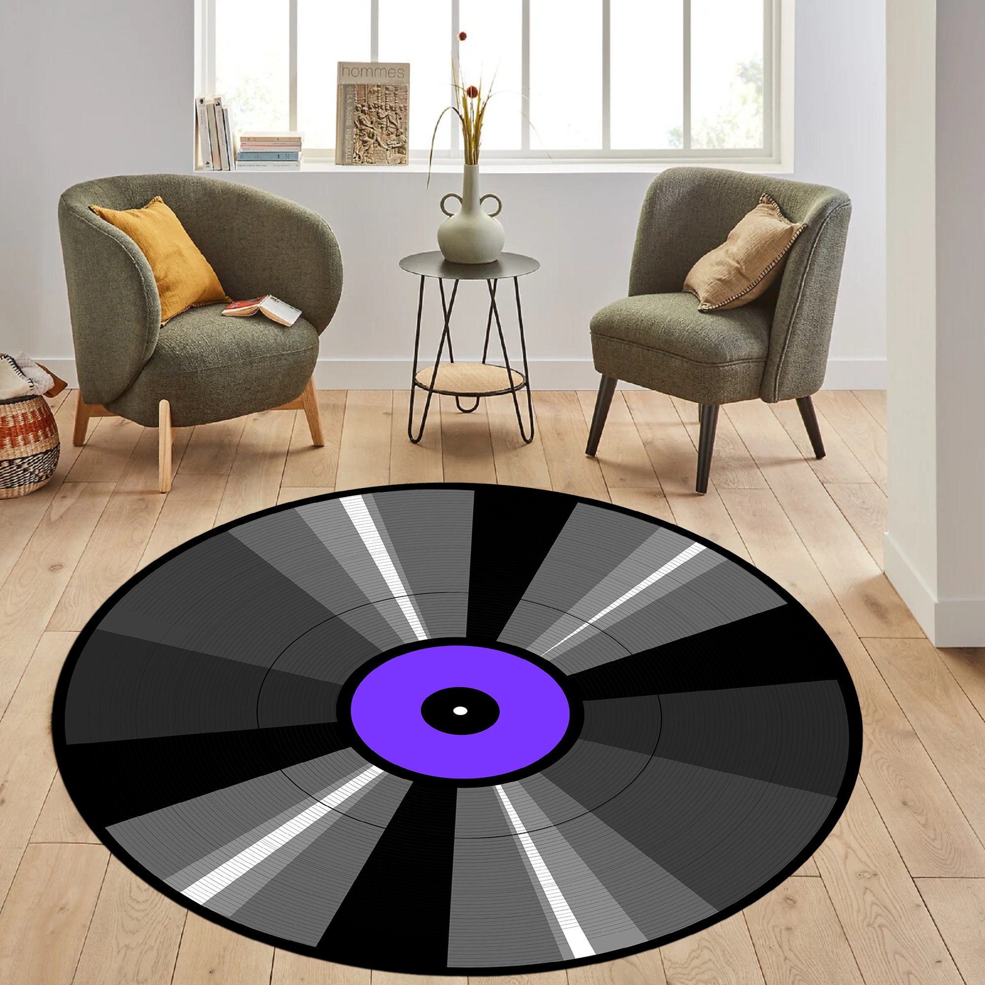 Record, Record Rug, Round Record Rug, Round Rug, Round Music Rug, Music Design Rug, Music Room