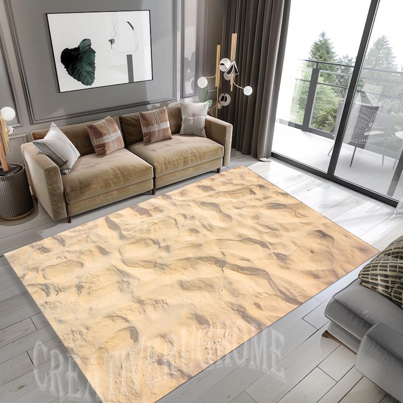 Sand Lines Rug Beach Sand Area Rug, 3D Print, Non-slip Cotton Base - Etsy