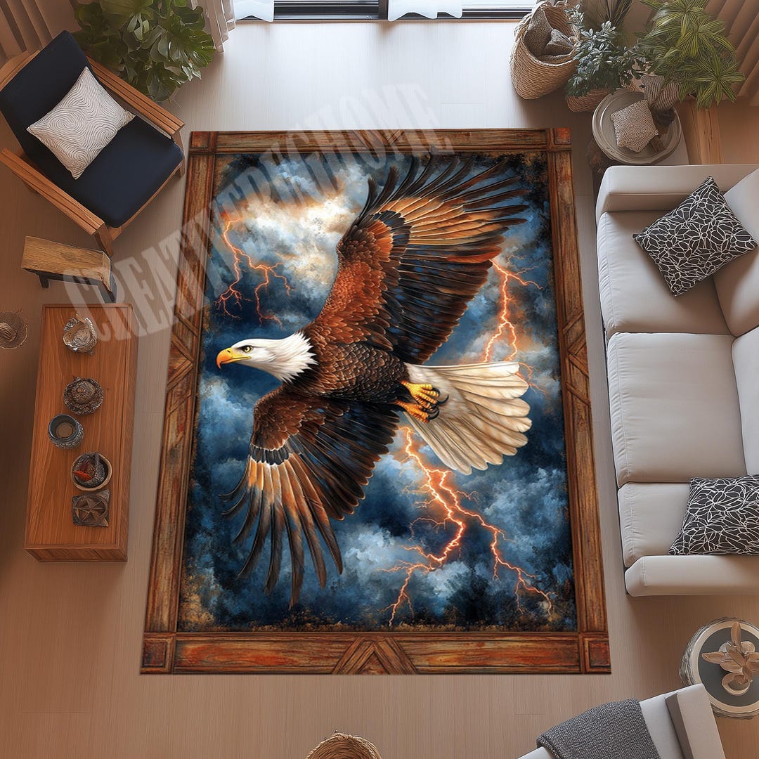 Eagle Area Rug, 3D Flying Eagle Design, Non-slip Cotton Base - Etsy
