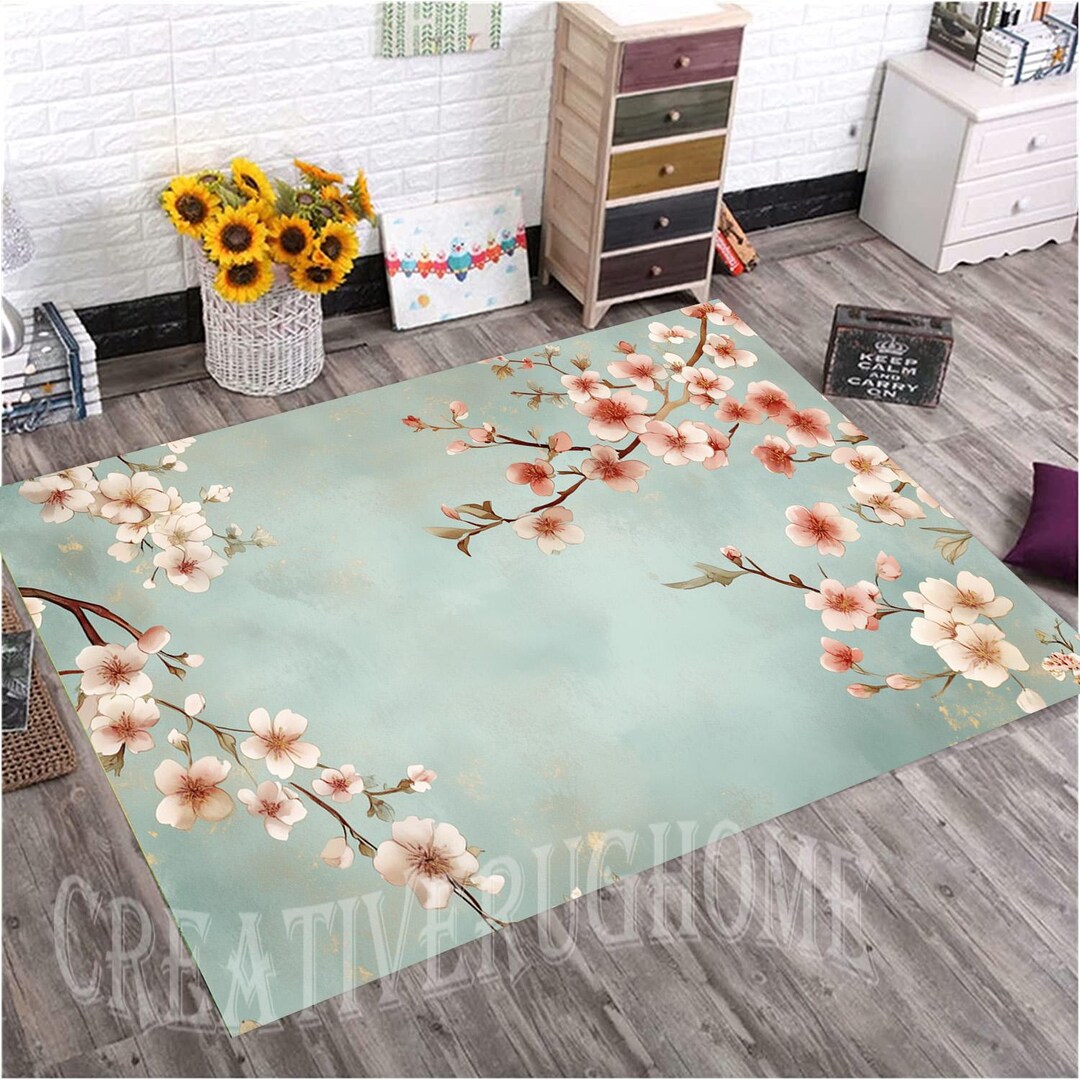 Sakura Rug Cherry Blossom Rug, Pink Cherry Blossom,sakura Blossoms Rug,spring ...