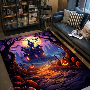 Halloween Rug, Happy Halloween Rug, Pumpkin Rug, Halloween Pumpkin Rug, Halloween Decor Rug,Autumn Decor Rug, Gift Halloween Rug,Scary Decor