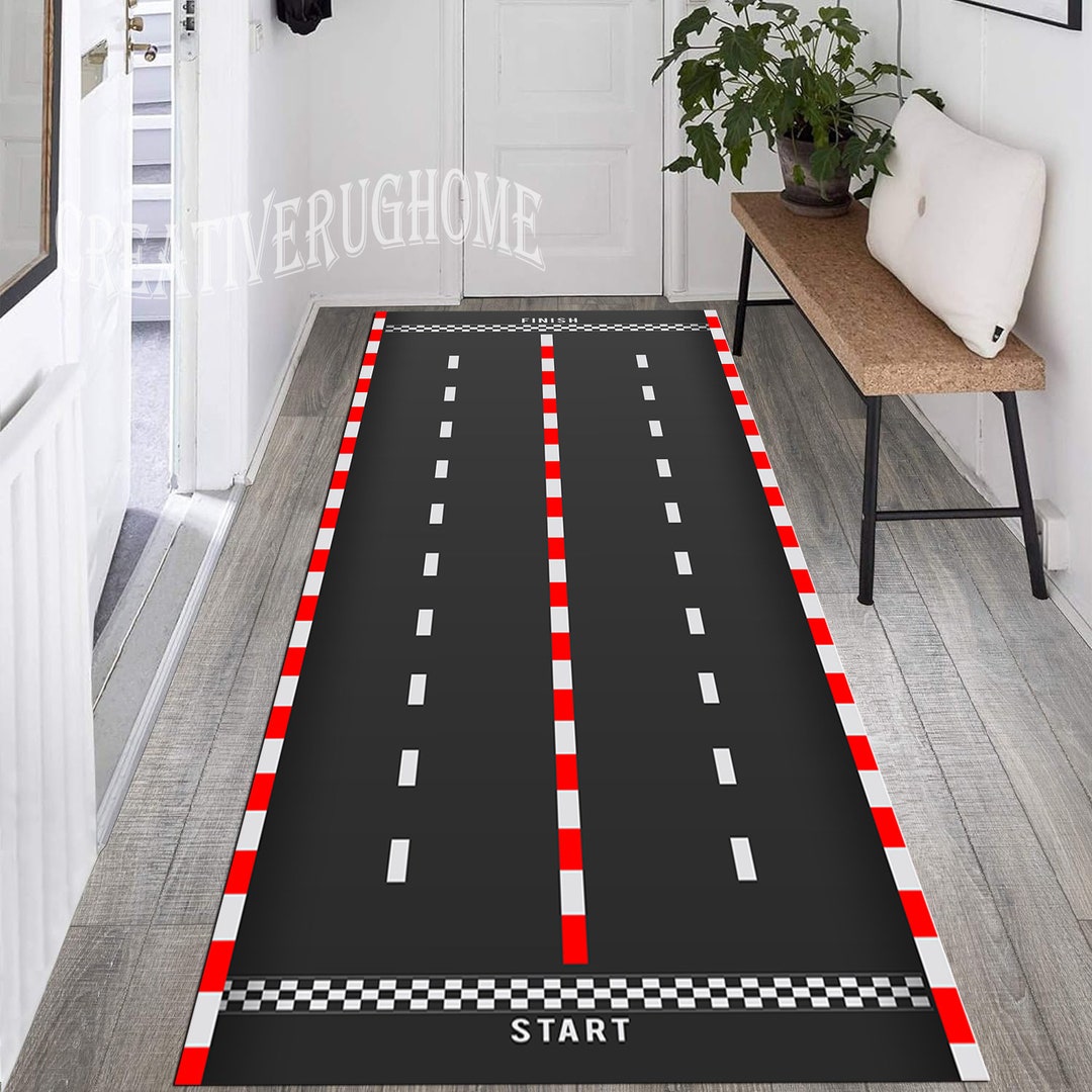 Race Track, Race Track Rug, Runner Rug,start Line,finish Line,kids Room ...