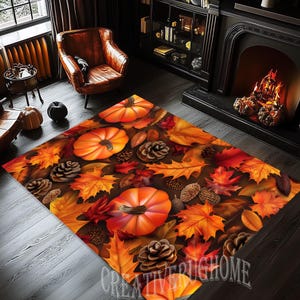 Halloween Rug, Happy Halloween Rug, Pumpkin Rug, Halloween Pumpkin Rug, Halloween Decor Rug,Autumn Decor Rug, Gift Halloween Rug,Leaf Rug