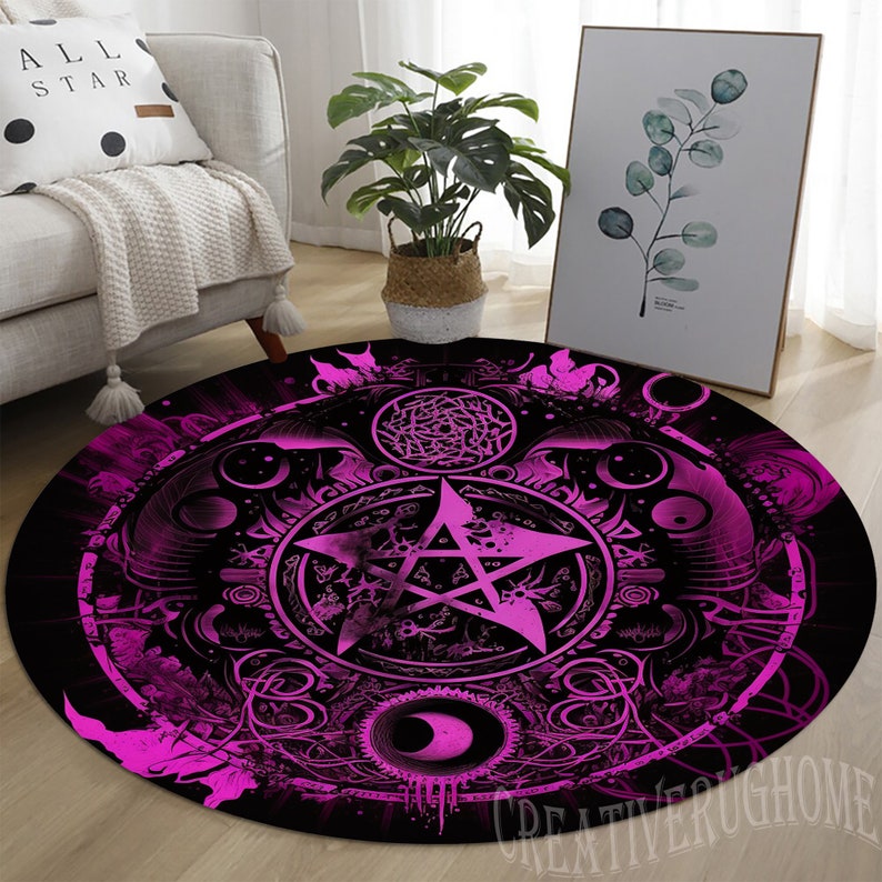 Pentagram Rug Design Purple Pentagram Round Rug, Gothic Protection Symbol - Etsy