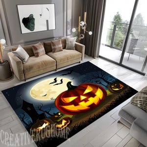 Halloween Rug, Happy Halloween Rug, Pumpkin Rug, Halloween Pumpkin Rug, Halloween Decor Rug,Autumn Decor Rug, Gift Halloween Rug,Scary Decor