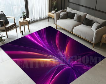 Tapete abstrato com explosão de néon roxo: design futurista e energético, decoração artística vibrante.