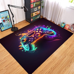 Game Rug, Game Controller Rug, Game Room Rug, Neon Game Rug, Game Decor Rug, Gift Gamer Rug, Non Slip Rug, Gamer Rug, Neon Rug, Modern Rug