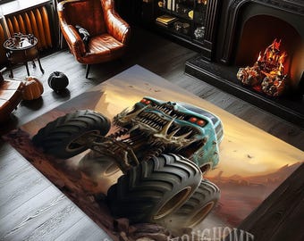 Monster Truck Kids Rug, Racing Car Design, Boy's Room Decor