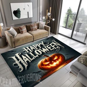 Halloween Rug, Happy Halloween Rug, Pumpkin Rug, Halloween Pumpkin Rug, Halloween Decor Rug,Autumn Decor Rug, Gift Halloween Rug,Scary Decor