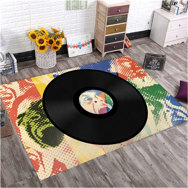 Record, Record Rug, Retro Record Rug, Music Decor Rug,Music Rug, Colorful Rug, Music Room Rug, Gift for Musician,Popular Rug,Gift Record Rug