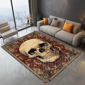 Skull, Skull Rug, Skull Pattern Rug, Colorful Skull Rug Decorative Rug, For Living Room Rug, Gift House Rug, Skull Decor Rug, Skull Area Rug