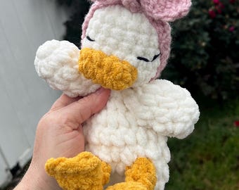 Couette bébé canard au crochet : Lovey en peluche fait main