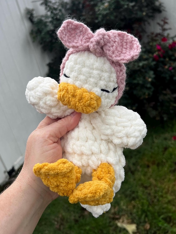 Crochet Baby Duck Snuggler: Handmade Plush Lovey