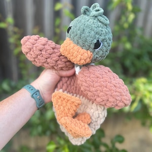 Crochet mallard duck snuggler, Duck lovey, Handmade gift for babies, Baby shower gift, Duck baby shower gift, mallard duck, duck nursery