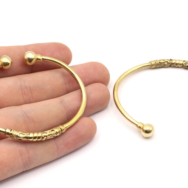 58mm Raw Brass Adjustable Delicate Bracelet, Spiral Patterned Bracelet, Bangle Bracelet, Adjustable Brass Bracelet, Brass Findings, BB035
