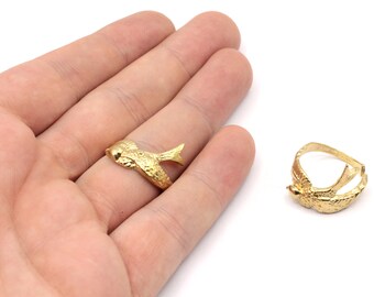 Raw Brass Adjustable Tiny Bird Ring, Brass Pigeon Ring, Brass Ring, Bird Wrap Ring, Animal Ring, Adjustable Ring, Raw Brass Rings, BR298