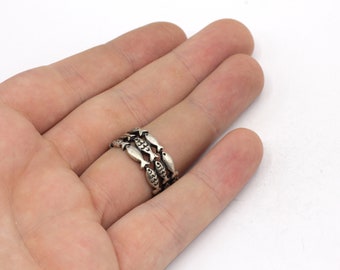 Antique Silver Plated Adjustable Fish Band Ring, Tiny Fish Ring, Silver Fish Ring, Adjustable Ring, Rings For Woman, Silver Plated Rings