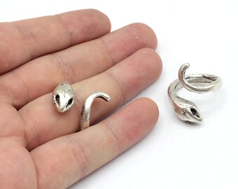 Antique Silver Adjustable Snake Wrap Ring, Snake Ring, Wrap Ring, Serpent Ring, Reptile Ring, Adjustable Silver Ring, Silver Plated Rings