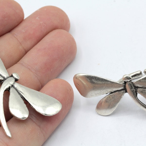 Antik Silver Adjustable Dragonfly Ring, Silver Moth Ring, Animal Ring, Flying Ring, Adjustable Silver Plated Ring, Rings For Woman, SR214
