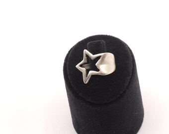 Antique Silver Adjustable Star Ring, Blank Star Ring, Celestial Ring, Chunky Ring, Adjustable Rings For Woman, Silver Plated Ring, SR181